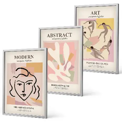 Three-piece wall art set stylish pastel portrait prints