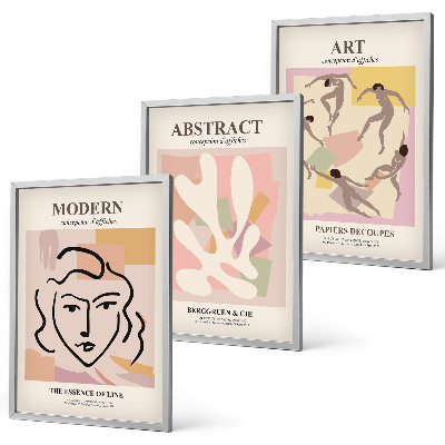 Three-piece wall art piece Stylish portraits in pastels