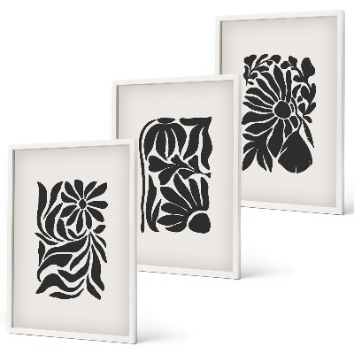 Set of 3 framed wall art pieces Abstract plant patterns
