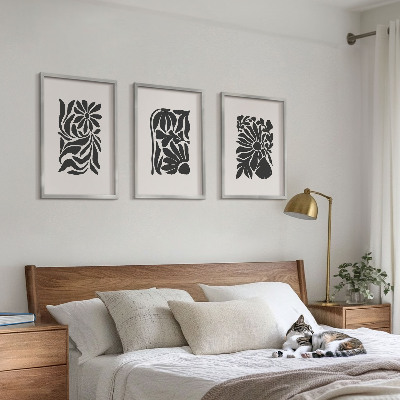 Set of 3 framed wall art pieces Abstract plant patterns