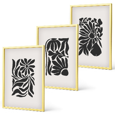 Set of 3 framed wall art pieces Abstract plant patterns