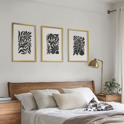 Set of 3 framed wall art pieces Abstract plant patterns