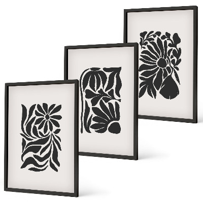 Set of 3 framed wall art pieces Abstract plant patterns