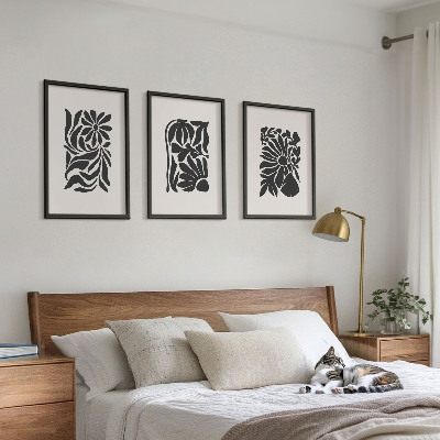 Set of 3 framed wall art pieces Abstract plant patterns