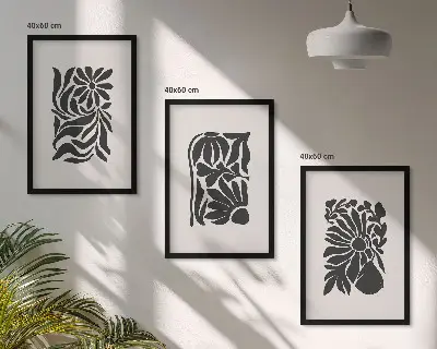 Abstract plant patterns wall art set of 3 framed pieces