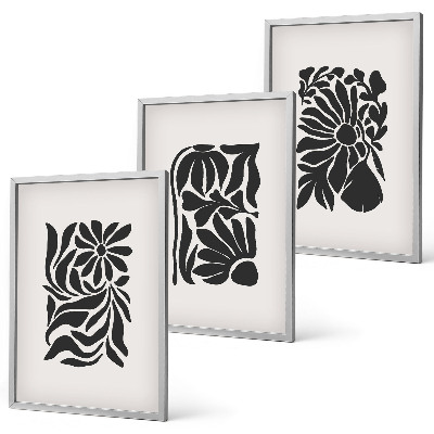Set of 3 framed wall art pieces Abstract plant patterns
