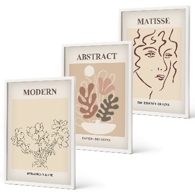 Three-piece wall art piece Modern plant lines