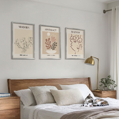 Three-piece wall art piece Modern plant lines