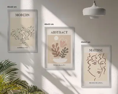 Modern plant lines wall art three-piece set
