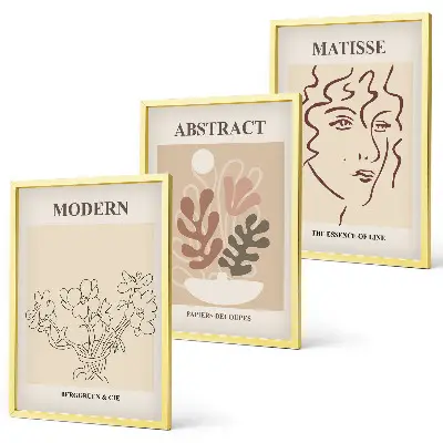 Modern plant lines wall art three-piece set