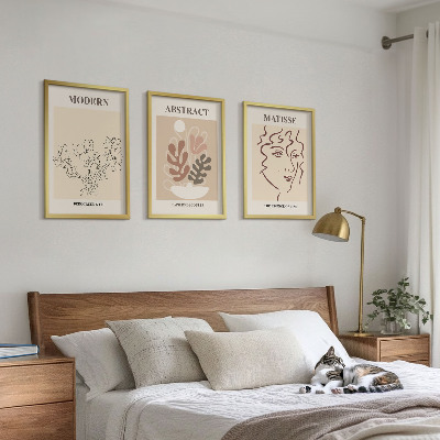 Three-piece wall art piece Modern plant lines