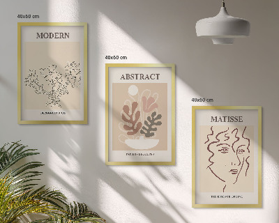 Three-piece wall art piece Modern plant lines