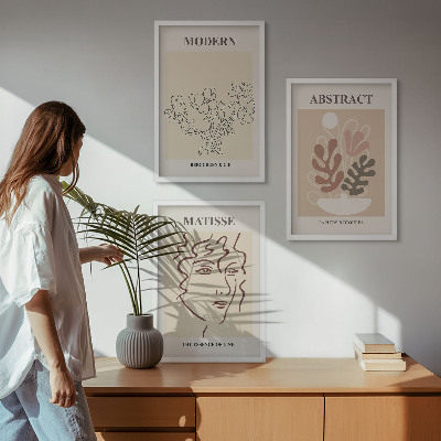 Three-piece wall art piece Modern plant lines