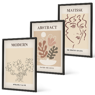 Three-piece wall art piece Modern plant lines
