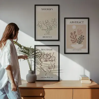 Modern plant lines wall art three-piece set