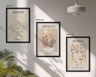 Three-piece wall art piece Modern plant lines