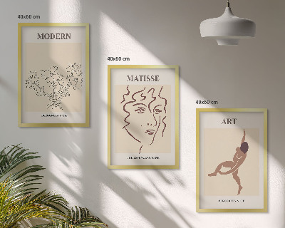 Three-piece wall art piece Stylish graphics of flowers characters