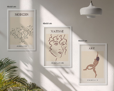 Three-piece wall art piece Stylish graphics of flowers characters