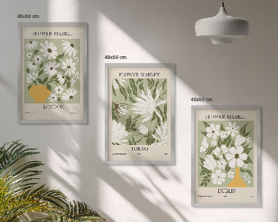 Wall art set Floral patterns London Tokyo Dublin