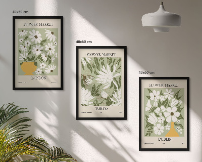 Wall art set Floral patterns London Tokyo Dublin