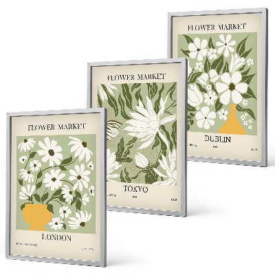 Wall art set Floral patterns London Tokyo Dublin