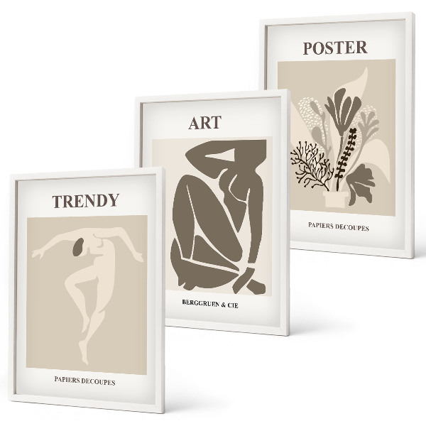 Three-piece wall art piece Matisse's Plant Figures