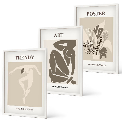 Three-piece wall art piece Matisse's Plant Figures