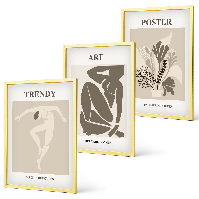 Three-piece wall art piece Matisse's Plant Figures
