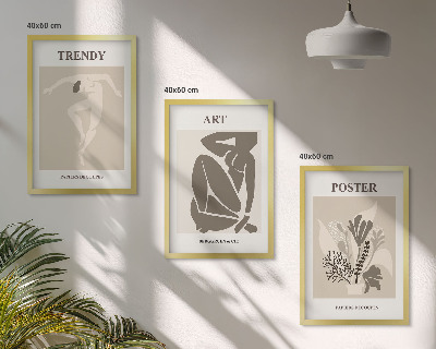 Three-piece wall art piece Matisse's Plant Figures