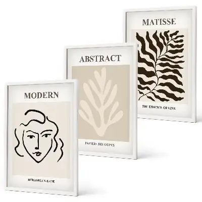 Matisse Face and Leaves Wall Art set of 3 framed prints