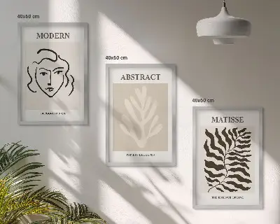 Matisse Face and Leaves Wall Art set of 3 framed prints