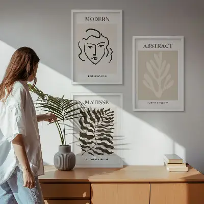 Matisse Face and Leaves Wall Art set of 3 framed prints