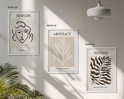 Matisse Face and Leaves Wall Art set of 3 framed prints