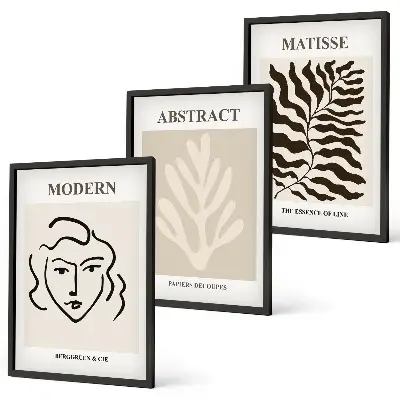Matisse Face and Leaves Wall Art set of 3 framed prints