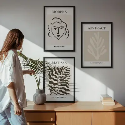 Matisse Face and Leaves Wall Art set of 3 framed prints