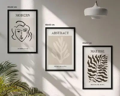 Matisse Face and Leaves Wall Art set of 3 framed prints