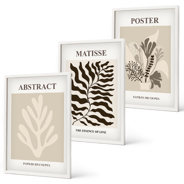 Wall art set Beige brown plant patterns