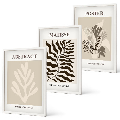 Wall art set Beige brown plant patterns