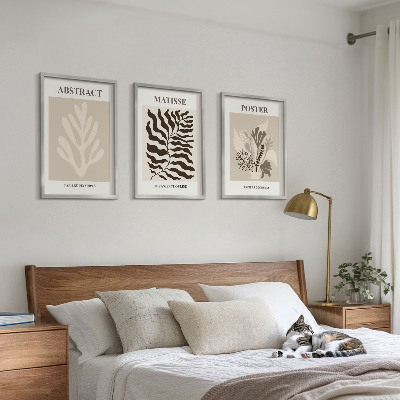 Wall art set Beige brown plant patterns
