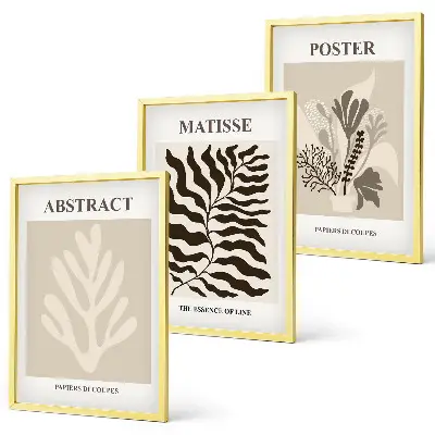 Wall art set beige and brown plant patterns