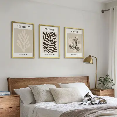 Wall art set beige and brown plant patterns