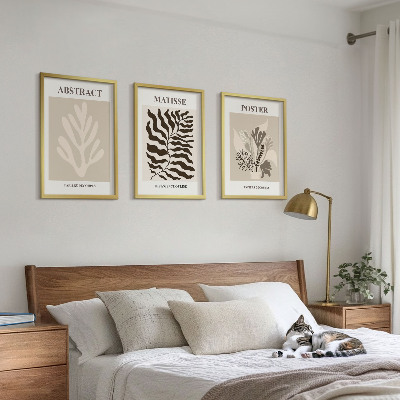Wall art set Beige brown plant patterns