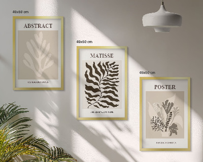 Wall art set Beige brown plant patterns