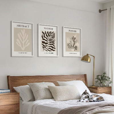 Wall art set Beige brown plant patterns