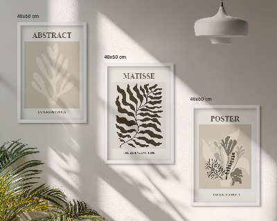Wall art set Beige brown plant patterns