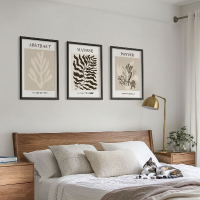 Wall art set Beige brown plant patterns