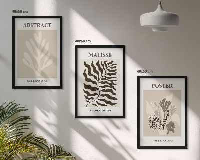 Wall art set Beige brown plant patterns