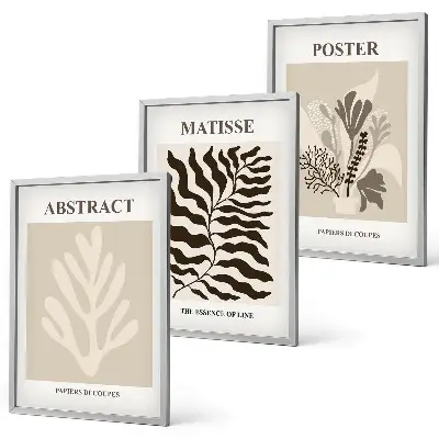 Wall art set beige and brown plant patterns