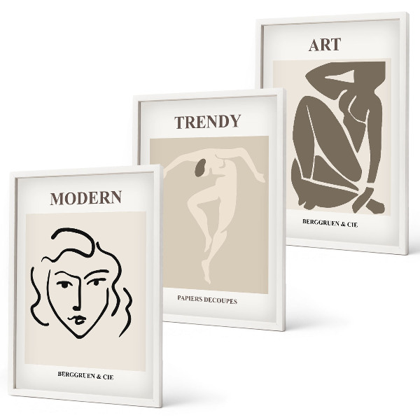 Three-piece wall art piece Abstract portraits colors