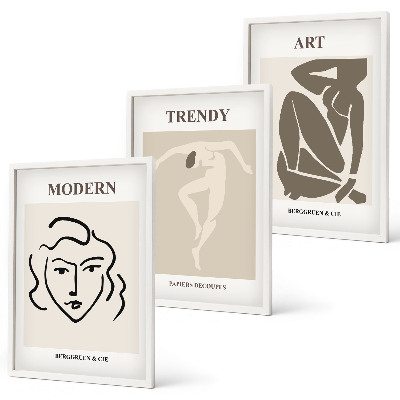 Three-piece wall art piece Abstract portraits colors